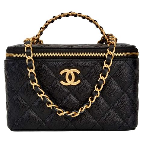 chanel vanity case bag black|Chanel vanity bag with handle.